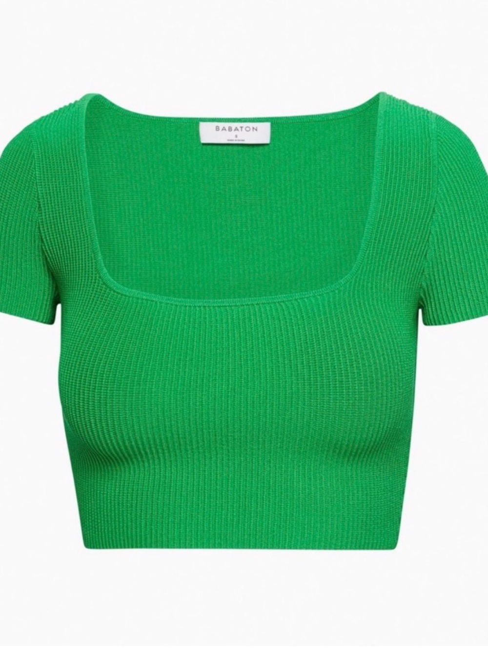Aritzia Ribbed Square-Neck Emerald Green Crop Top